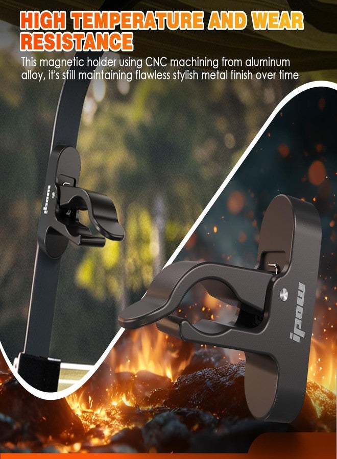 IPOW Magnetic Golf Holder Clip for Golf Cart, Universal Clip Mount with Stick-On Metal Pads Fit 70 Rings, Glossy Aluminum Alloy Stand Clip, Golf Carts, Boat, Fishing Rods, Golf Clubs Accessories - Image 4